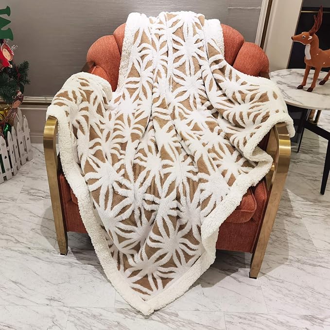 LOMAO Sherpa Fleece Blanket Fuzzy Soft Throw Blanket Dual Sided Blanket for Couch Sofa Bed (Khaki, 51"x63")
