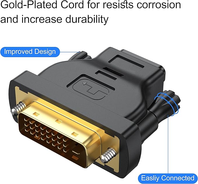 DVI to HDMI Adapter 10-Pack, Bidirectional Female HDMI to DVI-D(24+1) Male Adapter with Gold-Plated for Computer, Monitor, Projector, TV, PS3/4/5 Nintendo Switch and More