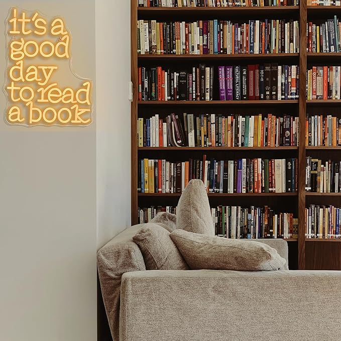 Wanxing LED Neon Sign for Wall Decor, It's a Good Day to Read a Book, USB Powered Dimmable, 5V/2A, 16.5"x12.6" for Home, Office, Bedroom, Book Lover