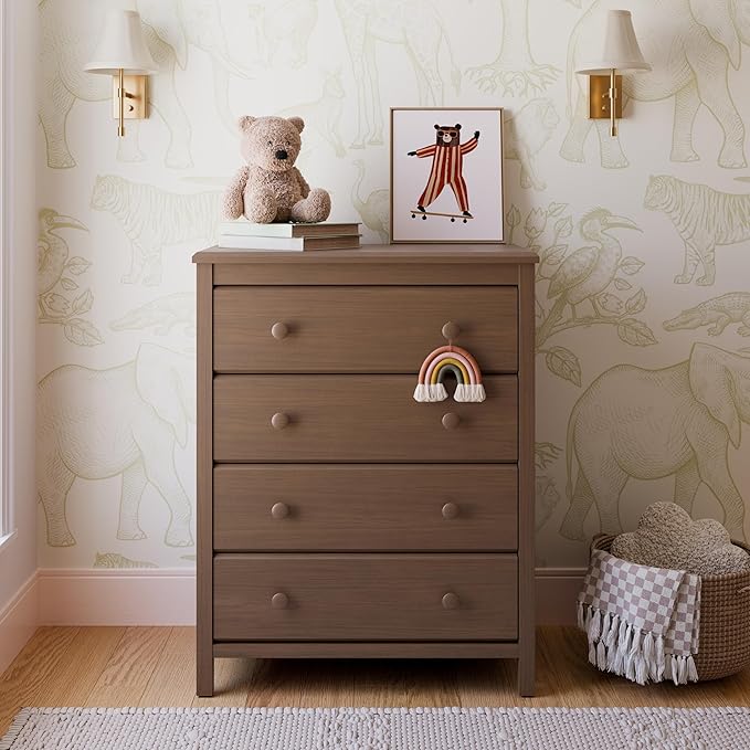 Storkcraft Alpine 4 Drawer Dresser (Hazelnut) – GREENGUARD Gold Certified, Kids Storage Organizer, Modern 4 Drawer Chest for Bedroom, Must-Have Nursery Storage