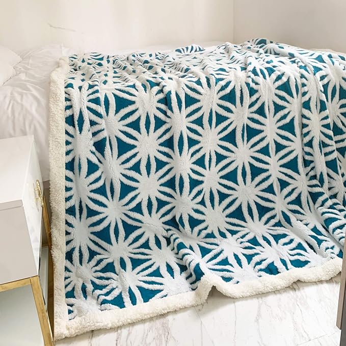 LOMAO Sherpa Fleece Blanket Fuzzy Soft Throw Blanket Dual Sided Blanket for Couch Sofa Bed (Teal, 60''x80'')