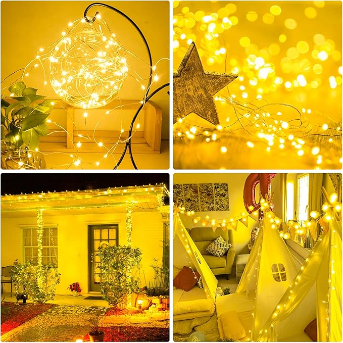 Ehome Fairy Lights USB Powered Fairy Lights Plug in 66ft 200 Led String Lights Decorative Lights for Bedroom Indoor Christmas Wedding Party Patio Window (Warm White)