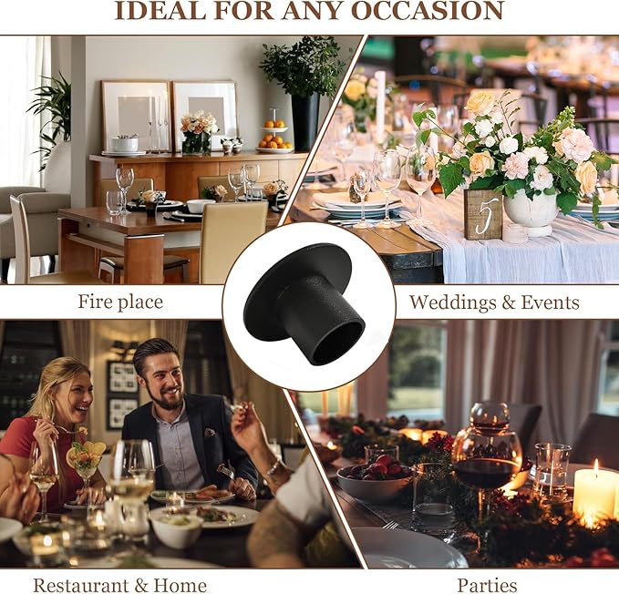 Gute Taper Candle Holder, Candle Holders for Pillar Candles, Matte Black Candlestick Holder Centerpieces for Home Decoration, Wedding Anniversary, Party, Housewarming Gifts,Set of 4,Round