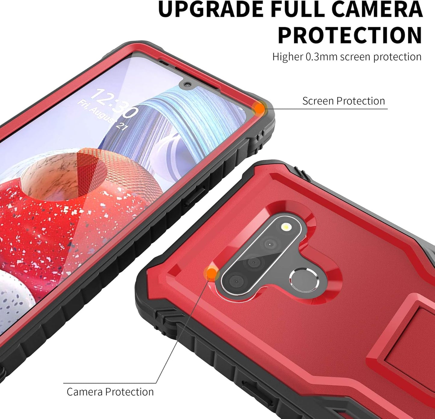 DUOPAL Case for LG Stylo 6 & LG K71, Military Grade Protection Shockproof with Tempered Glass Protector & Kickstand