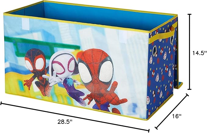 Idea Nuova Marvel Spidey and His Amazing Friends Collapsible Toy Storage Trunk,Durable Organizer with Soft Lid, 28.5" x 14.5" x 16"
