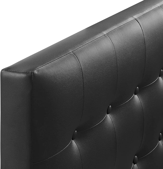 Modway Emily Tufted Button Faux Leather Upholstered Twin Headboard in Black
