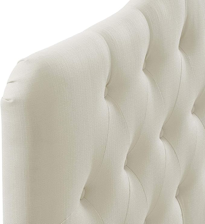 Modway Annabel Tufted Button Linen Fabric Upholstered Queen Headboard in Ivory