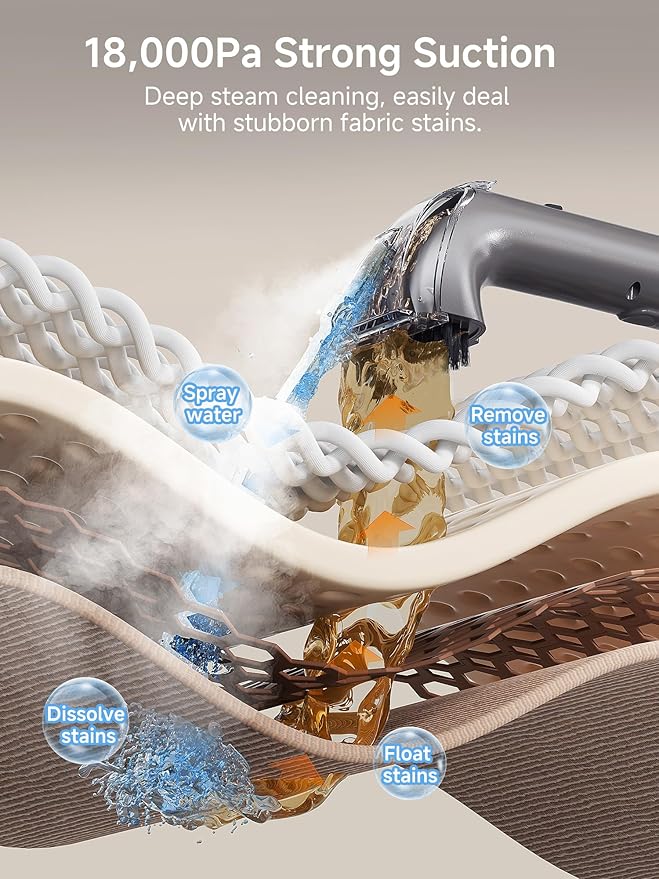 uwant Carpet Cleaner Machine with Steam& Hot Water System, 18Kpa Powerful Suction Portable Carpet Cleaner with Exclusive Tools 2in1 Upholstery Cleaner Steam Machine