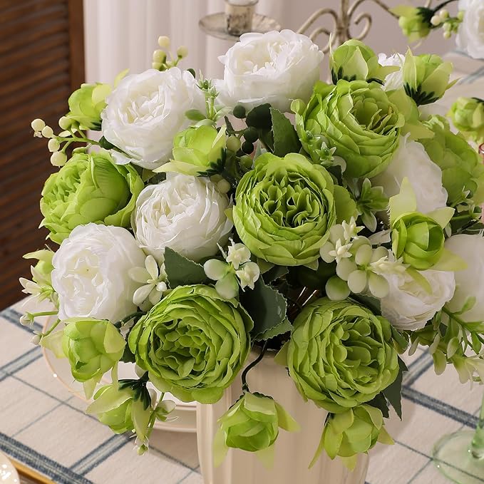 Luyue 8 Packs Peonies Artificial Flowers Faux Peony Bouquet Fake Peonies Flower for Vase Silk Peony Floral Arrangements for Table Centerpiece Wedding Decoration Indoor Home Decor