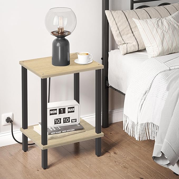 TUTOTAK End Table, Set of 2, Side Table, Nightstand, 2-Tier Storage Shelf, Sofa Table for Small Space, Living Room, Bed Room TB01BO035