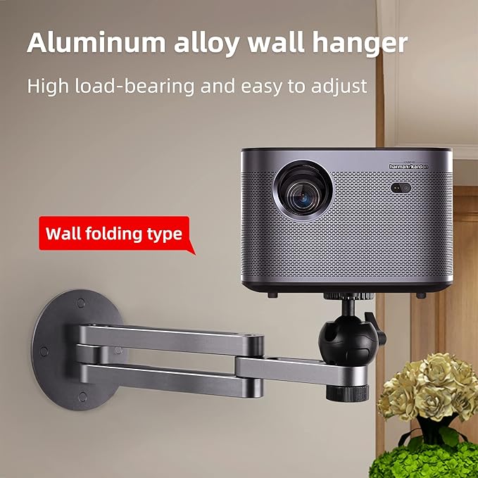 Foldable Projector Wall Mount Aluminum Alloy Adjustable Projector Stand Wall Mount for Projetctor Universal Porjector Mount Projectors Bracket with 360 Rotating