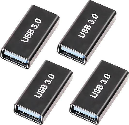 4Pack USB Female to Female Adapter for Connecting Two USB Male Ends Devices, Compatible with MacBook Pro/Air, IPad Pro Google Pixel,Apple Etc.