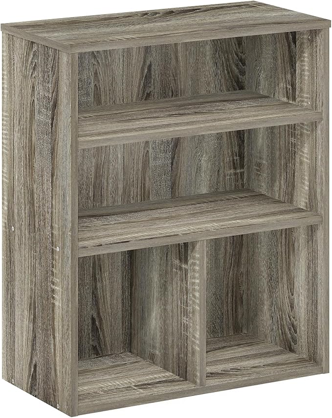 Furinno PASIR Book Shelf, 3-Tier Display Bookshelf, Bookcase, 11.8 x 23.6 x 28.2, for Living Room, Bedroom, Home Office, French Oak