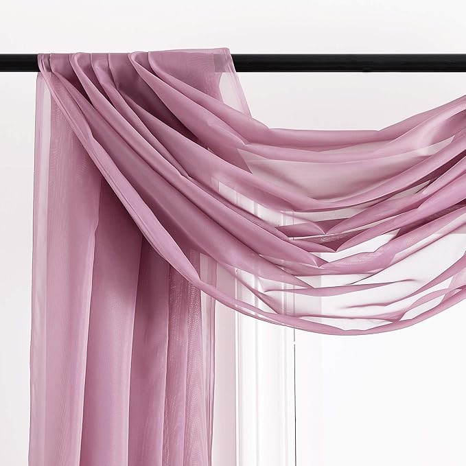 NICETOWN Canopy Bed Curtain Scarfs 216 inch Length, Decorative Voile Sheer Window Drapes for Wedding/Party/Table Cloth, Purple, 60" Wide Per Panel, Set of 2