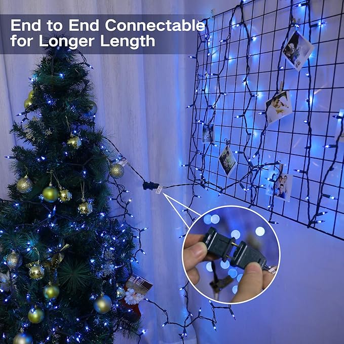 ODEETRONIC Christmas Blue Lights, 21.63ft 100 Count Incandescent String Lights Connectable, 120V UL Certified Christmas Indoor String Lights for Xmas, Tree, Party, House, Garden Decor, Green Wire