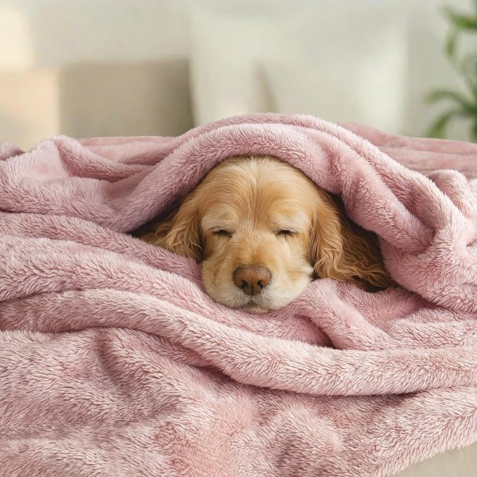 Exclusivo Mezcla Plush Fuzzy Fleece Bed Blanket Queen Size, Super Soft, Fluffy and Warm Blankets Suitable for All Seasons (Dusty Pink, 90x90 Inches)