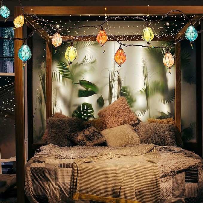 Vigdur Multicolor Outdoor String Lights with 10 Bulbs Connectable Waterproof, Indoor Outdoor Patio Light for Party Wedding Bedroom Cottagecore Decor