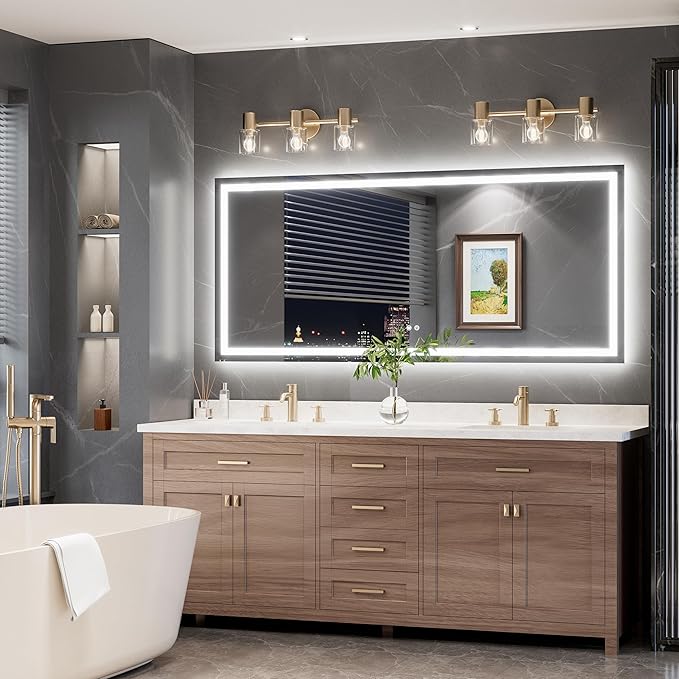 TokeShimi LED Bathroom Mirror 72 x 32 Lighted Bathroom Vanity Mirror with Lights,Brighter Frontlit and Backlit Light up Anti Fog Mirror
