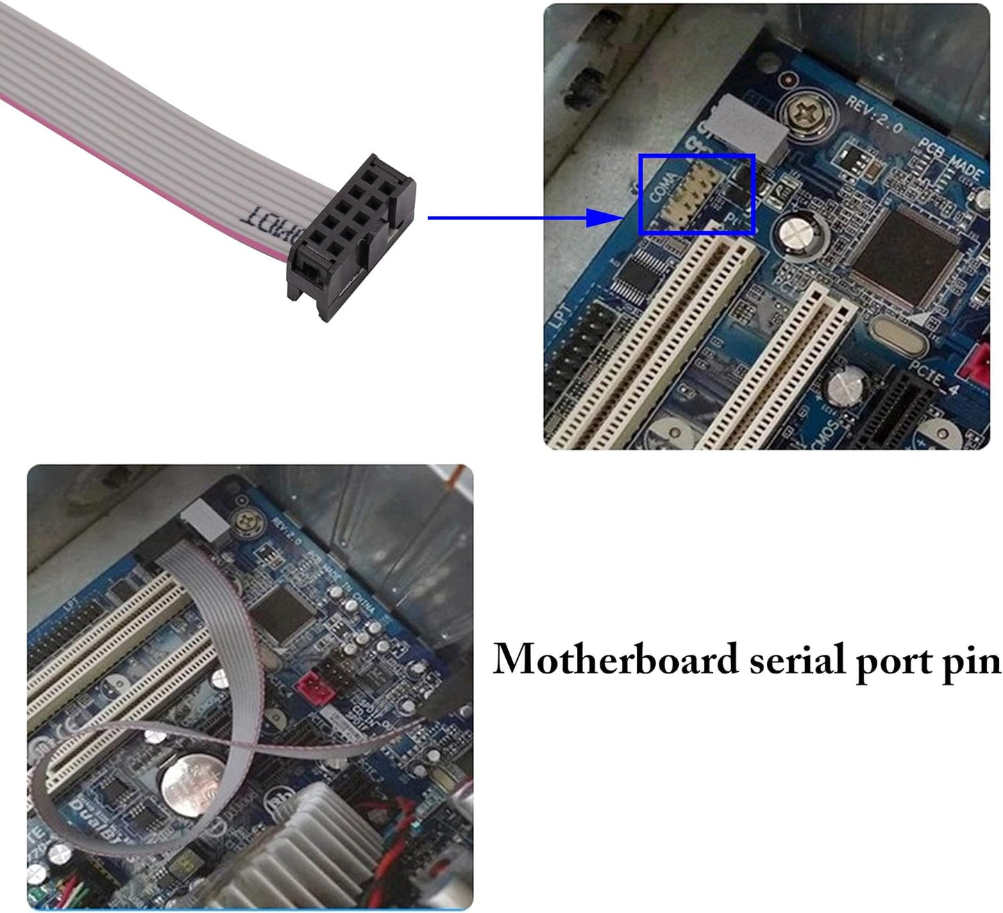 zdyCGTime 2 Port DB9 RS232 Serial Port Bracket to 10 pin Header Ribbon Cable Connector Adapter (12in 4Pcs)