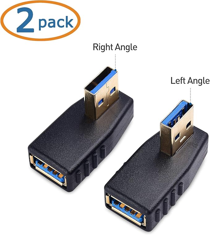 Cable Matters Combo-Pack 90 Degree Left and Right Angle USB Adapter Gender Changer