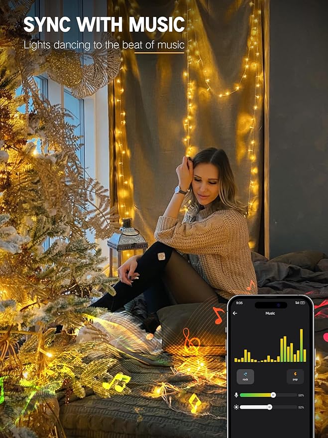 BrizLabs Smart Christmas Lights, 115FT 300 LED Fairy String Lights with App/Voice Control, Warm White & Multicolor Color Changing Christmas Tree Light Dimmable Xmas Light for Outdoor Indoor Xmas Decor