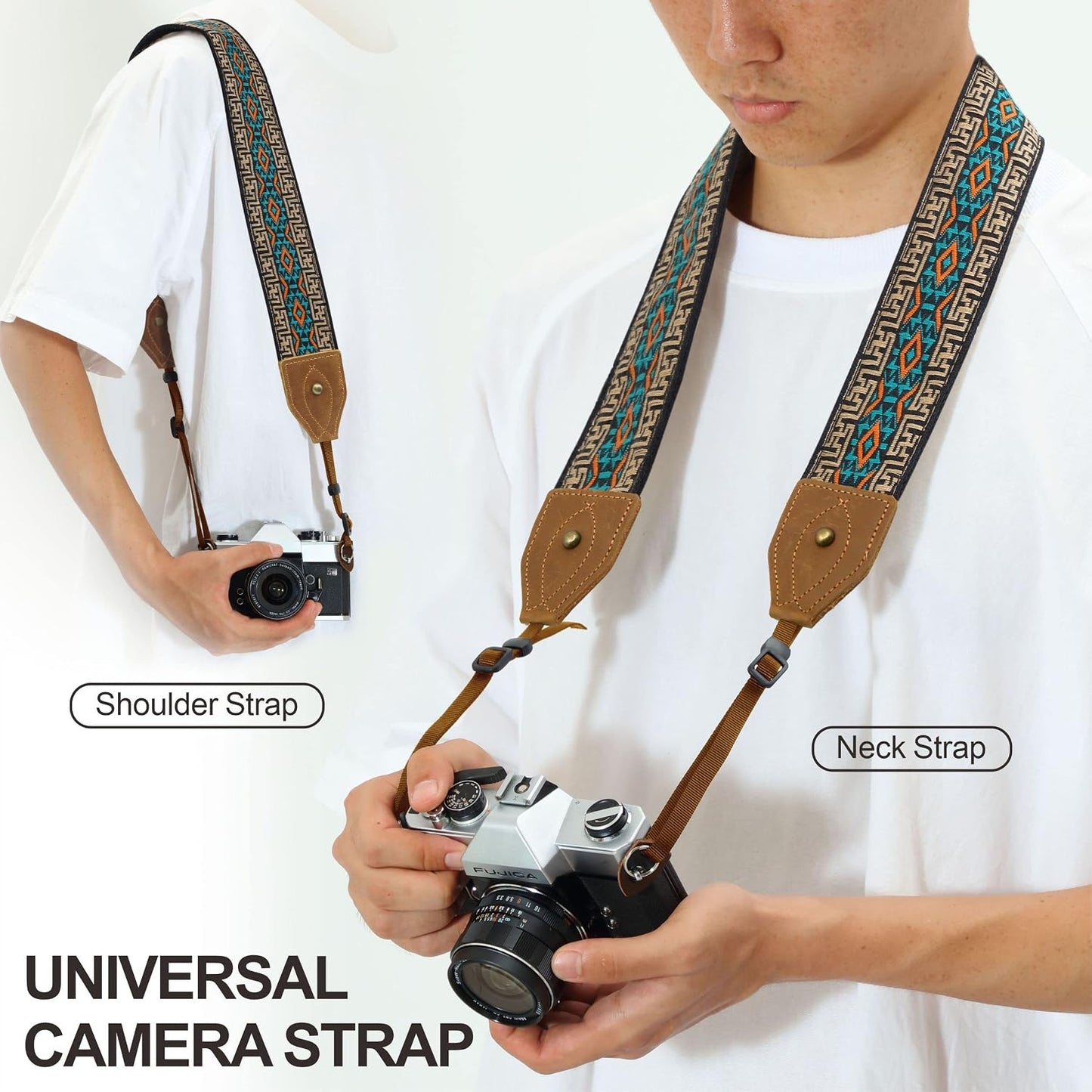 2" Padwa Lifestyle Wide Classic Crazy Horse Art Cowhide Head Cotton Camera Straps for Photographers