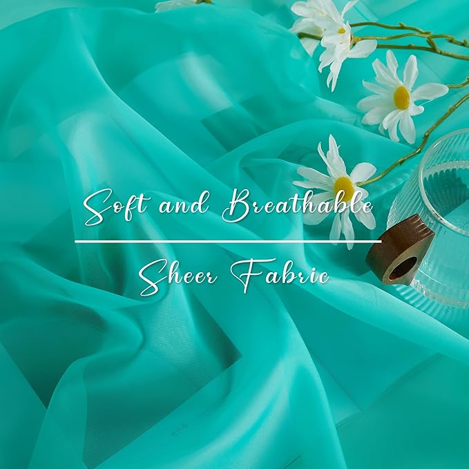 NICETOWN Voile Sheer Scarf for Windows - Luxury Decorative Fresh Color Valance Topper Chic Voile Sheer Drape for Beach House (Pool Blue, 1-Pack, W60 x L216)