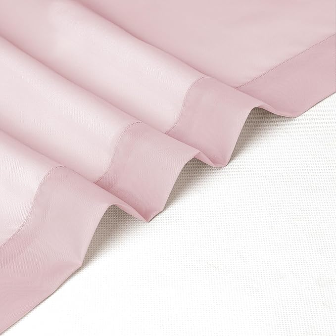 Chyhomenyc Blush Pink Sheer Curtains 30 inch Length 2 Panels, Light Filtering Voile Rod Pocket Short Window Curtians for Bathroom Living Room Farmhouse Small Windows, 42Wx30L inches