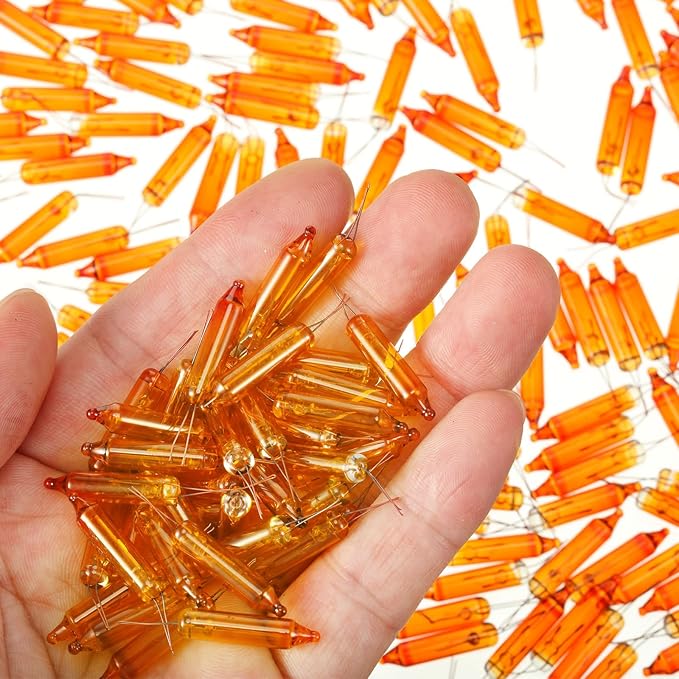 Mudder 200 Count 2.5V Christmas 50/100/150/200 Count Mini Incandescent Wire String Lights Replacement Bulbs Indoor/Outdoor Christmas Lights Decorations for Home Xmas Tree(Orange)