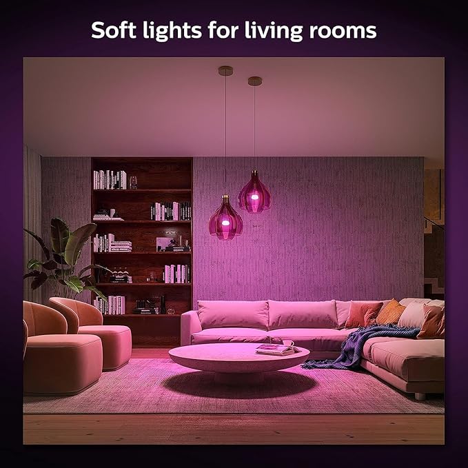 Philips Hue Smart Light Starter Kit - Includes (1) Bridge, (1) Smart Button and (3) Smart 75W A19 LED Bulbs - White and Color Ambiance - 1100LM - E26 - Control with Hue App or Voice Assistant