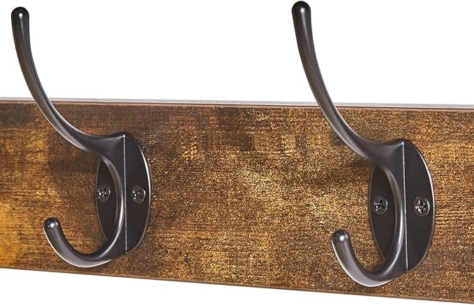 YMYNY Coat Rack Wall Mount with Shelf, 2 Pack 23.6" Coat Hooks Coat Hanger Wall Mount, Wall Hooks for Hanging, Hat Rack for Wall, Towel Hooks for Bathrooms, Rustic Brown UHWS004H-2