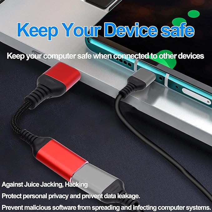 USB 3.0 Data Blocker USB Type A Male to Female Data Blocking Defender Adapter Cable Only Charging Protect Against Juice Jacking, Hacking for Phone Tablet -15cm/6 inch, 2 PCS