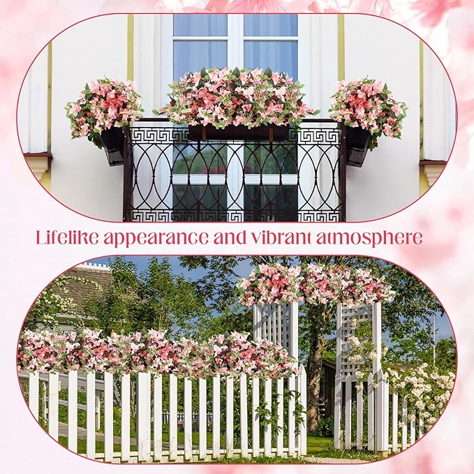30 Pcs Artificial Faux Bougainvillea Fake Flower Silk Bougainvillea Branches UV Resistant Outdoor Indoor Decoration for Wedding Home Centerpieces Outside Decor (Peach Pink)