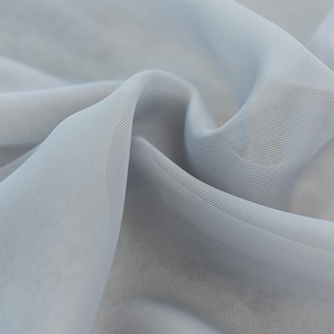 KEQIAOSUOCAI Grey Sheer Window Scarf Valance Sheer Fabric for Draping Curtain Toppers for Wedding Party Girls Room Bed Canopy Scarves 52 Inches Wide by 216 Inches Long Grey
