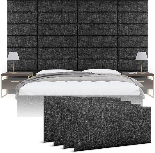 Vänt Upholstered Wall Panels - King/Cal King Size Wall Mounted Headboards - Weave Prestige - Twin/King - Set of 4 Panels (Each Individual Panel 39"x11.5")