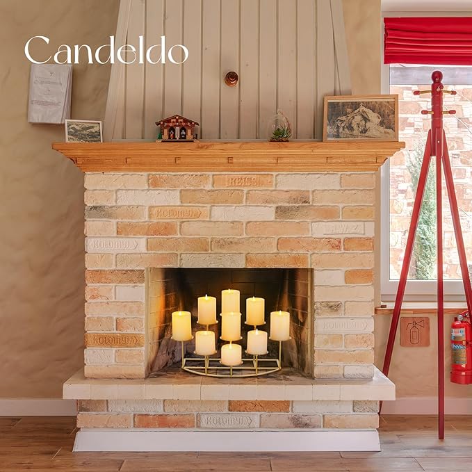 Candelabra Fireplace Candle Holder: Gold Metal Pillar Candle Holders for Inside Fireplace Mantle Decor Floor Candelabras Table Centerpiece
