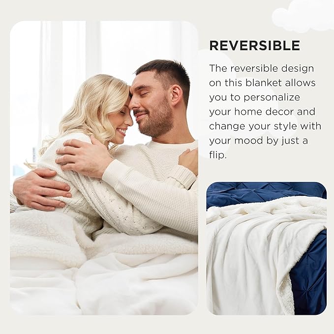 Bedsure GentleSoft Sherpa Fleece Oversized Cal King Blankets for Bed - Thick and Warm Throw for Women and Men, Soft Fuzzy Plush Large Blanket for Winter, White, 112x98 Inches