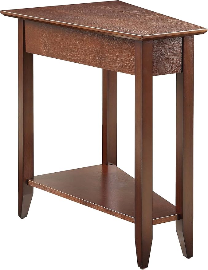 Convenience Concepts American Heritage Wedge End Table 24" - Classic Living Room Table with Storage Shelf, Side Table for Family Room, Bedside Table, Espresso
