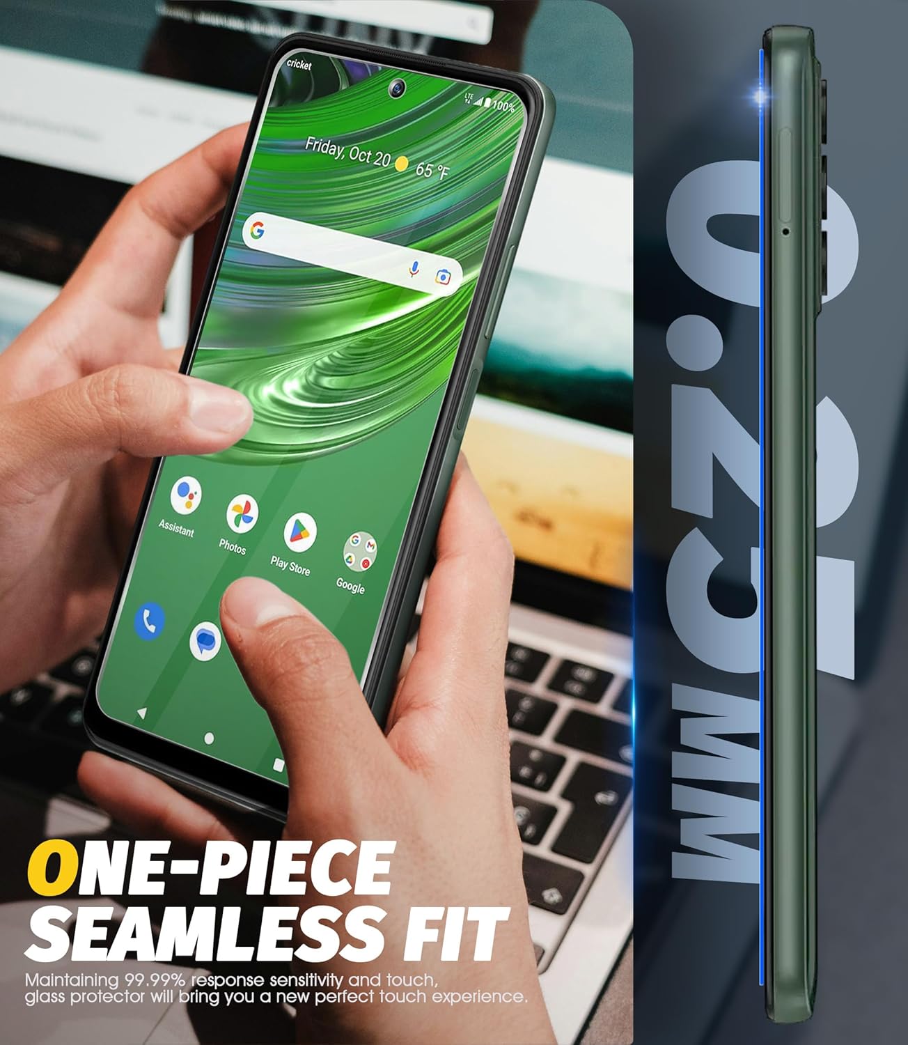 Orzero 3 Pack Tempered Glass Screen Protector for Cricket Outlast/AT&T Jetmore, HD Anti-Scratch, Bubble-Free, Precise