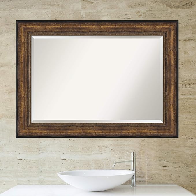 Amanti Art Bronze Bathroom Mirror for Over Sink, 32x44 Ballroom Bronze Rectangle Vanity Mirror, Large Traditional Frame, Hangs Horizonally and Vertically, Bathroom Wall Decor, Beveled Edge