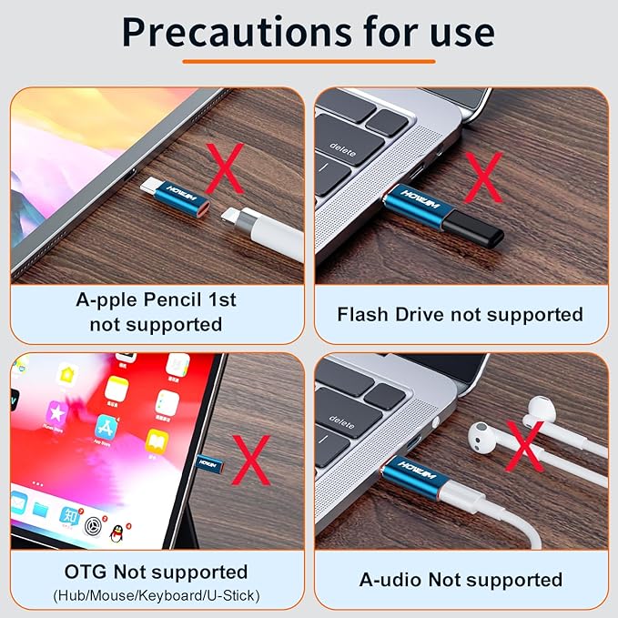 Light-ning to USB C Adapter 4Pack,PD27W/66W Fast Charging Data Transfer,Light-ning Female to USB C Male,Type C Charger Converter Cable for Phone 17/16/15,Pad,G-alaxy,P-ixel,Not for Headphones/OTG Blue