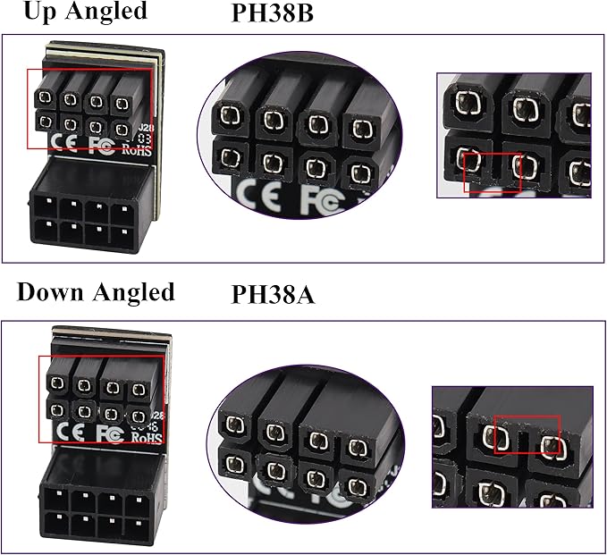 2Pack 180 Degree ATX 8 Pin Graphics Card Power Supply Adapter U Type 180 Degree Angled 8Pin Female to 8pin Male Power Connector for Desktops Graphics Card(Up/8 Pin)