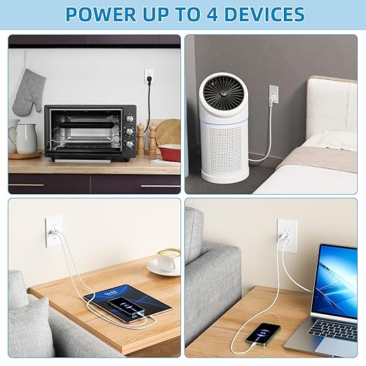 in Wall Cable Management Kit,Recessed Outlet Box for Wall Mount TV,Recessed Power Box with AC/USB-C/USB-A Ports & 9.8ft Extender for Unreachable Outlets,Hide TV Cords & Cables