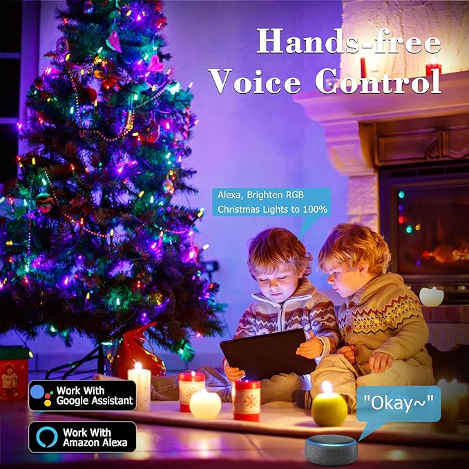 Brizled Smart Christmas Lights, 66ft 200 LED Color Changing Mini Lights, WiFi APP Controlled Xmas Tree Light, Dimmable Christmas Light Work with Alexa Google Home for Indoor Outdoor Year-Round Decor