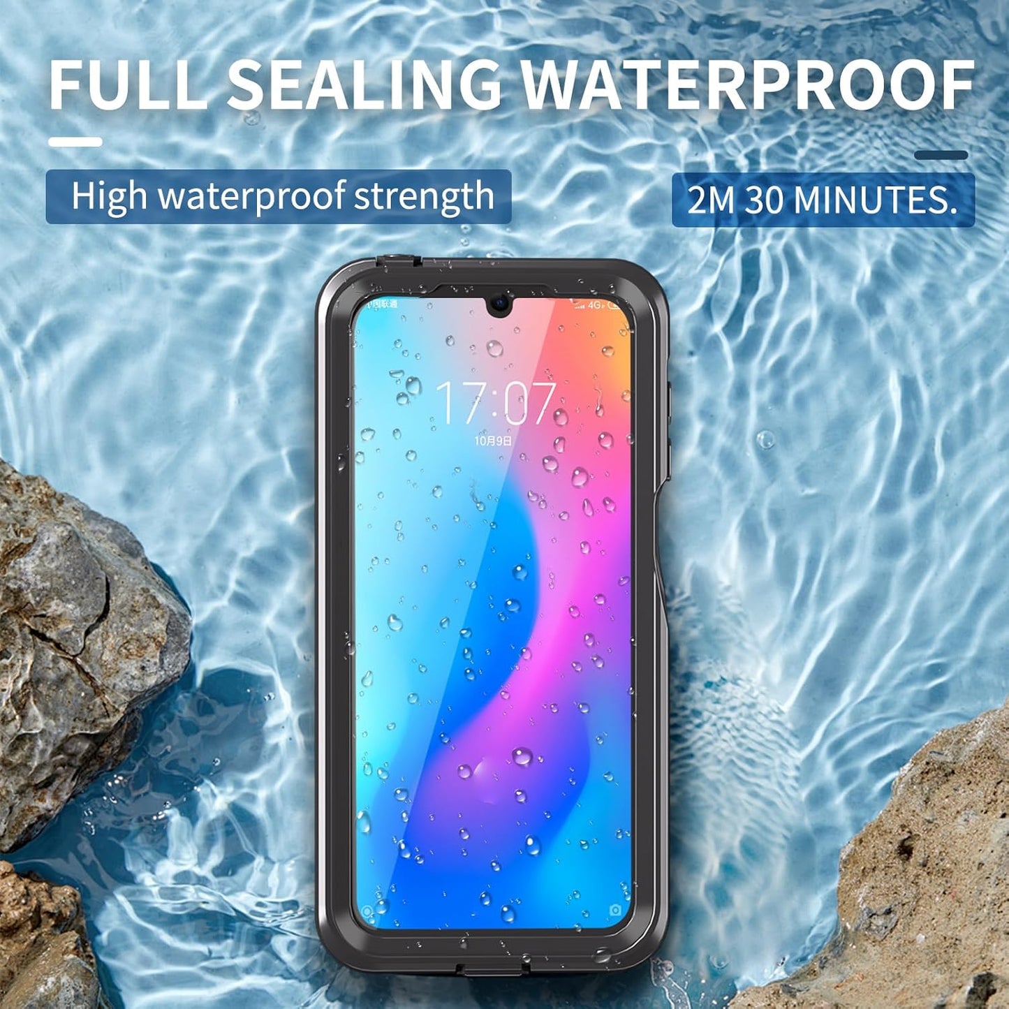 Motorola Moto G Play 2024 Waterproof Case, Full-Body Slim Shockproof TPU PC Hybrid Cover with Hand Strap