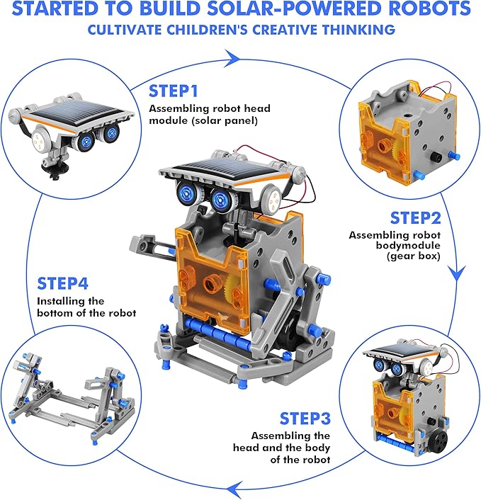 STEM 13-in-1 Education Solar Power Robots Toys for Boys Age 8-12, DIY Educational Toy Science Kits for Kids, Building Experiment Robotics Set Birthday Gifts for 8 9 10 11 12 Years Old Boys Girls Teens