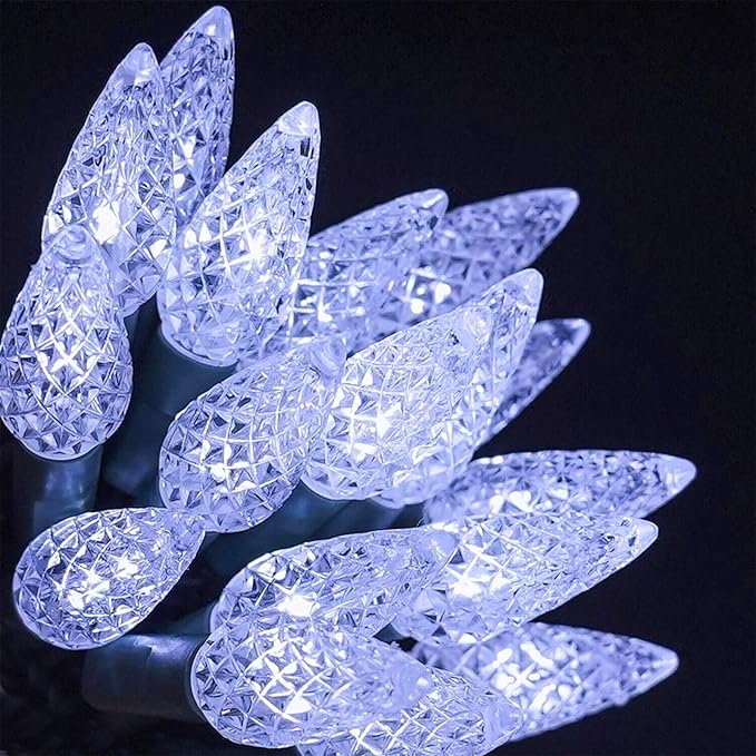 Twinkle Star C6 Christmas String Lights, 50 LED 17ft Battery Operated Fairy Lights with 8 Lighting Modes, Indoor Outdoor Waterproof Lights for Patio Garden Party Wedding X-mas Decoration, Cool White