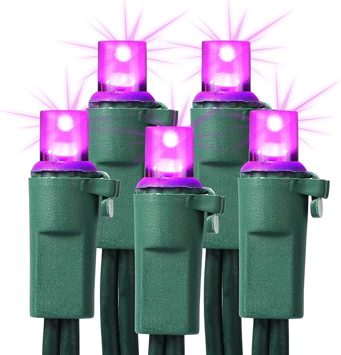 Brizled Purple Christmas Lights, 33ft 100 LED 5mm Wide Angle Gentle Twinkle Christmas Lights, 120V UL Certified Connectable Purple String Light Outdoor Xmas Tree Light for Xmas Halloween Tree Home