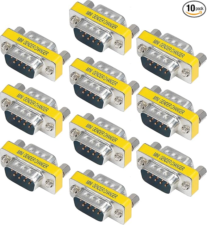 abcGoodefg 9 Pin RS-232 DB9 Male to Male Female to Female Serial Cable Gender Changer Coupler Adapter (10 Pack, DB9 Male to Male)