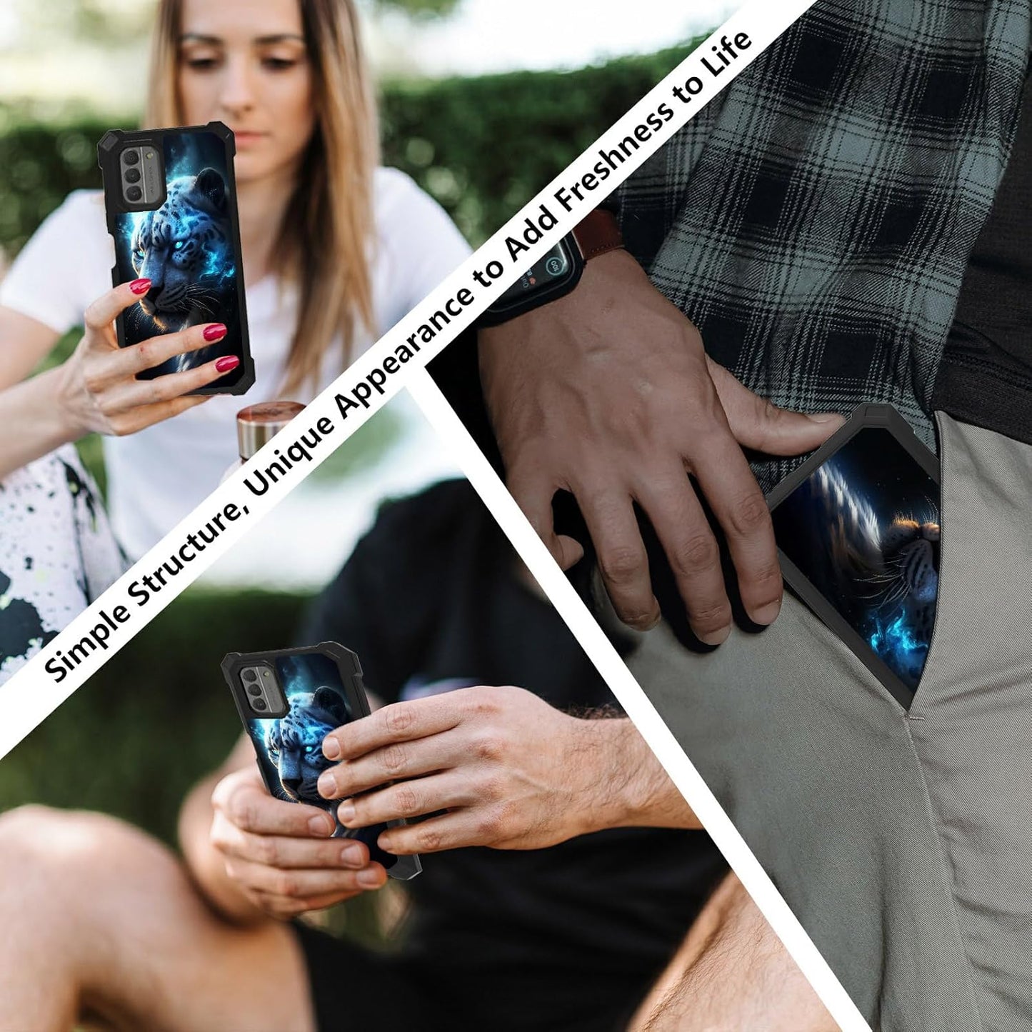 Nokia G310 5G Case with Tempered Glass Screen Protector, Soft TPU Shell with Hard PC Bumper, Wireless Charging Support